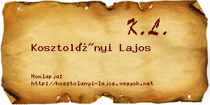 Kosztolányi Lajos névjegykártya