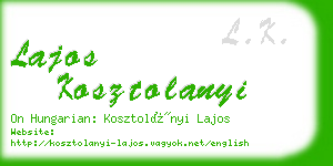 lajos kosztolanyi business card